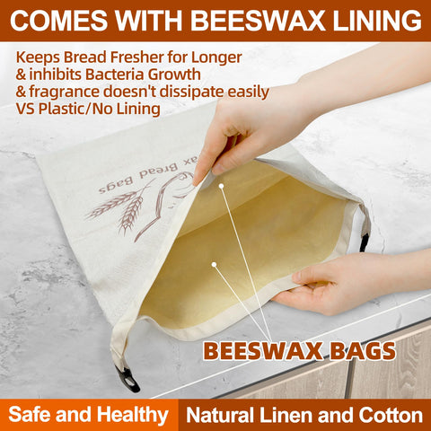Zndsui large 13x17 inch beeswax bread bag fits a big loaf