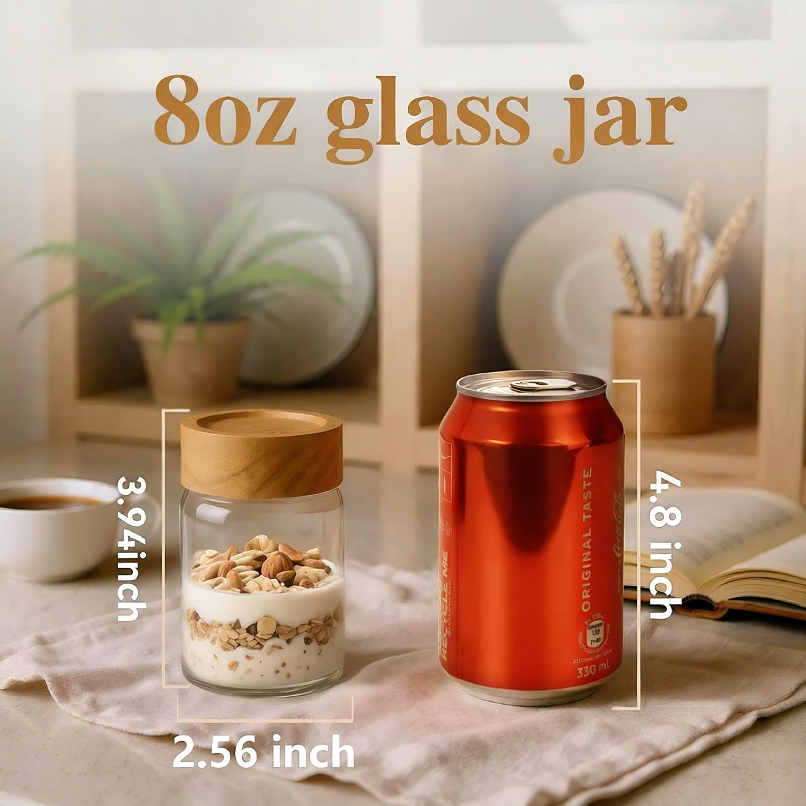 Zoaiirte clear glass jars showing stackable design for pantry organization