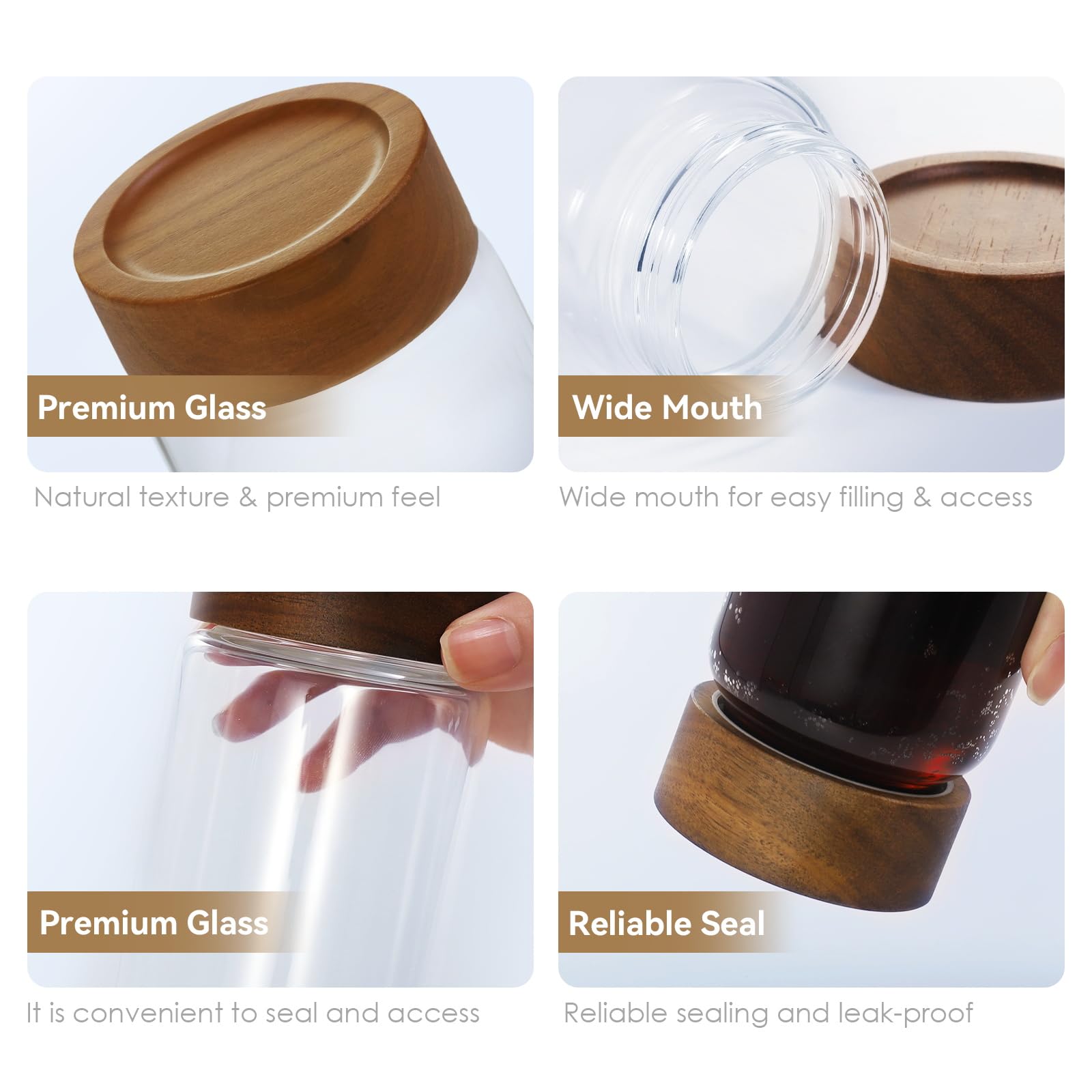Zoaiirte dishwasher-safe glass jars with hand-wash lids for maintenance
