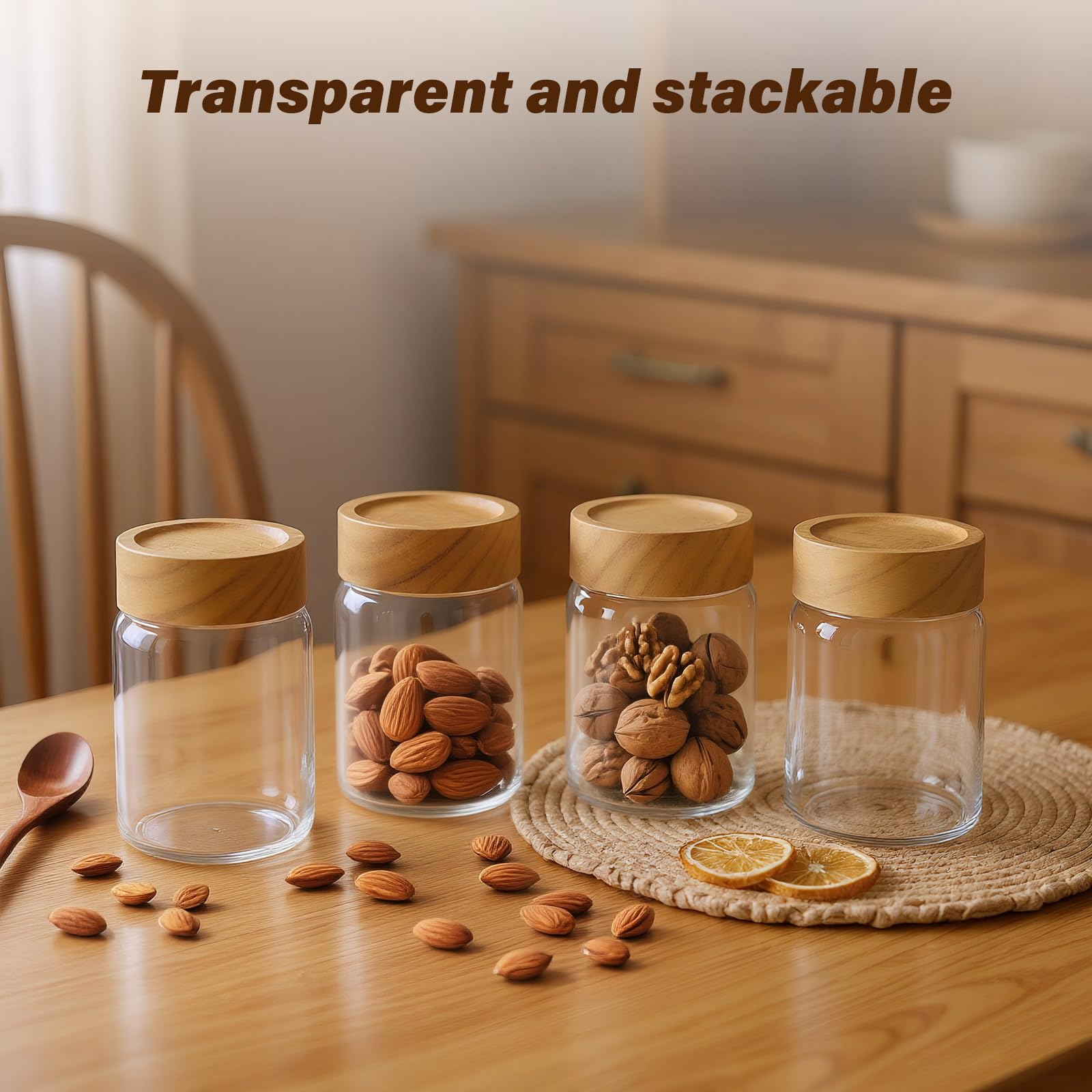 Zoaiirte jars for spices, tea, and snacks with organized storage