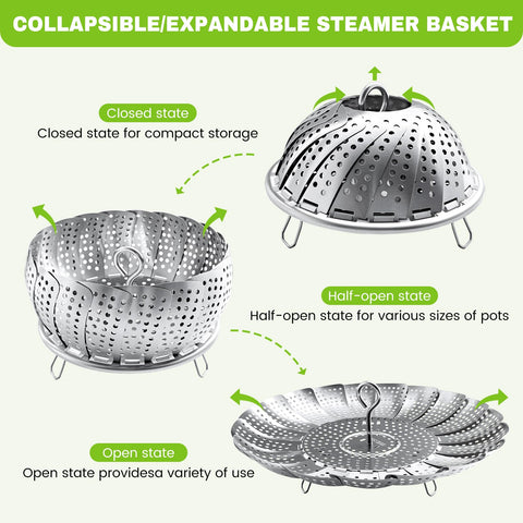 Close-up of Zocy steamer basket drain holes for easy draining.