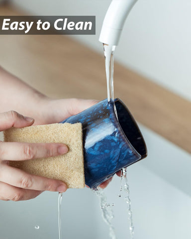 Zoeeker ceramic sponge organizer on the counter for quick access.