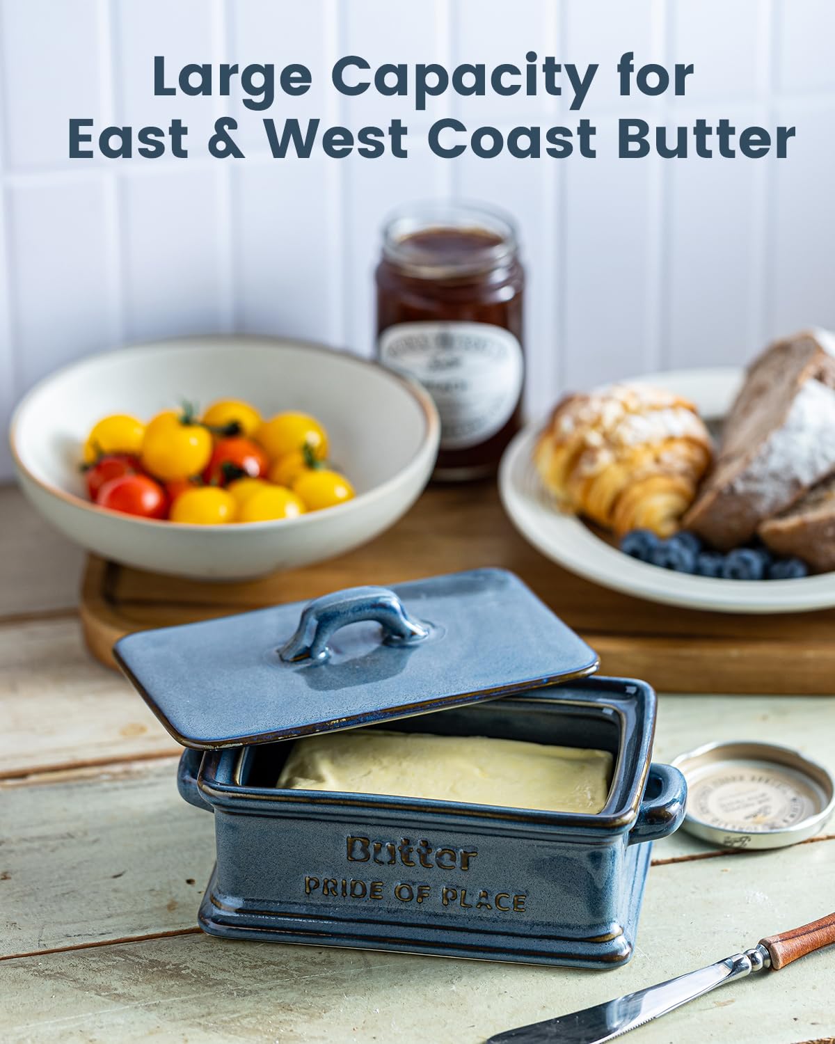 Zoeeker butter dish dual-handles offer easy grip during fridge-to-table transfers.
