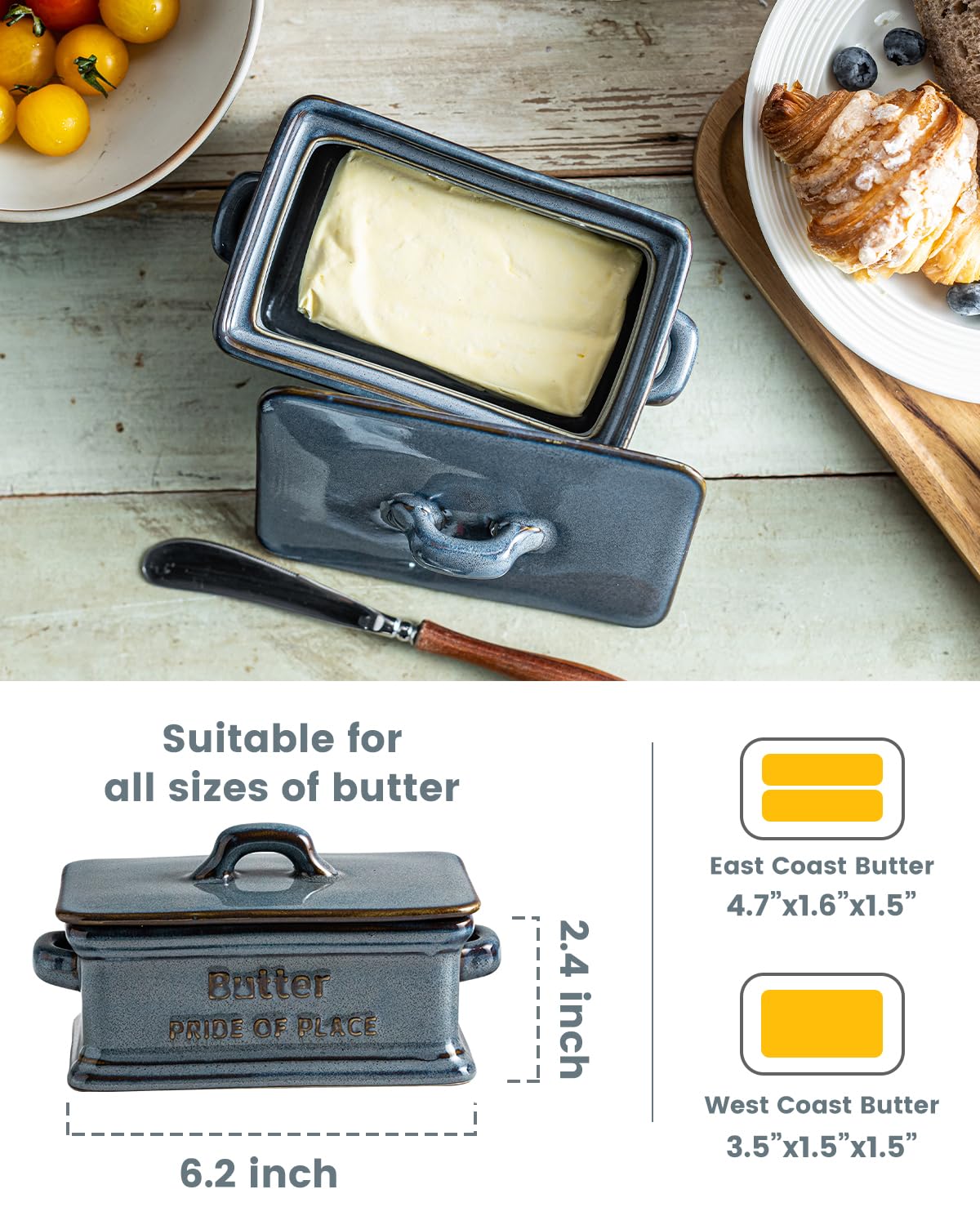 Zoeeker butter dish rectangle design complements modern kitchens for stylish serving.