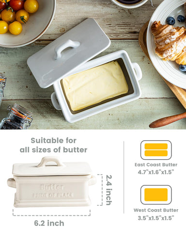 Zoeeker ceramic butter dish with a rectangular design adds understated elegance