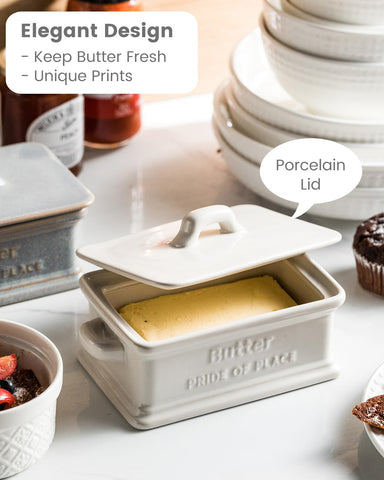 Zoeeker butter dish displayed on table complements dining and snacking