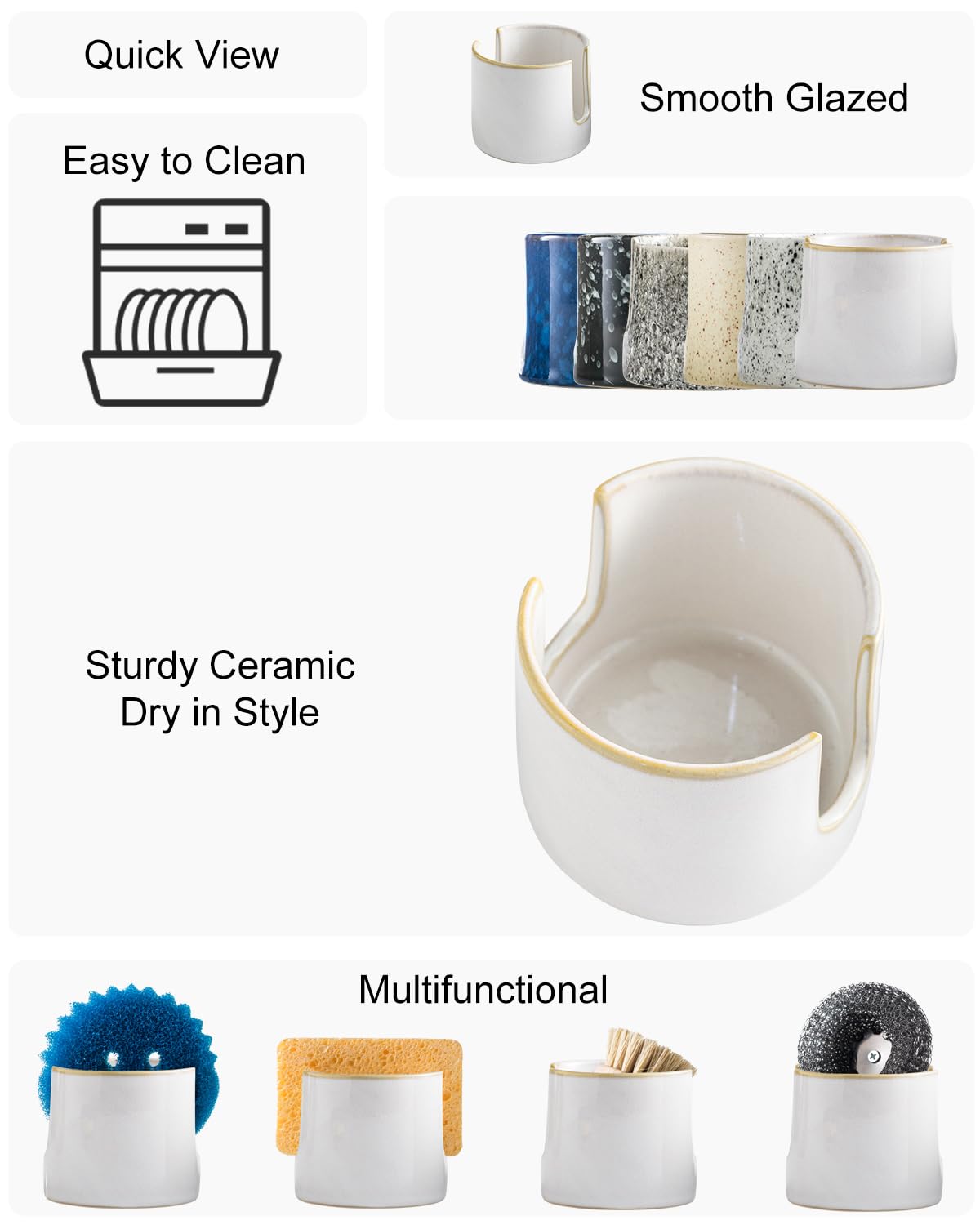 Zoeeker ceramic drying caddy on a counter for neat kitchen organization.