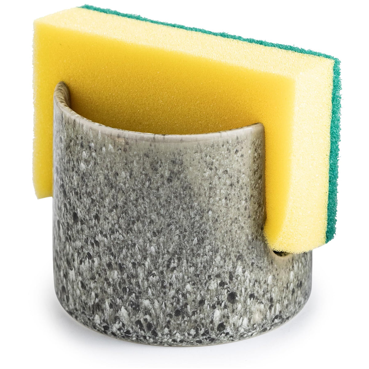 Zoeeker ceramic sponge holder on counter stores sponges neatly and within easy reach.