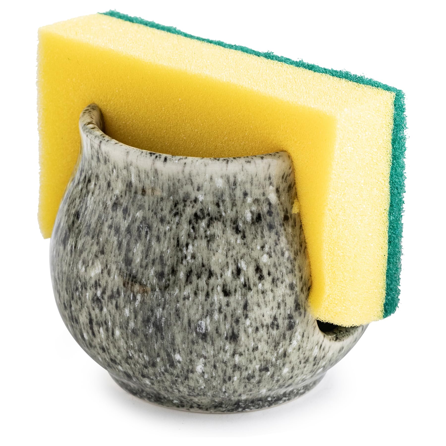 Zoeeker ceramic sponge holder for sink keeps the counter tidy and easily accessible.
