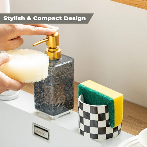 Zoeeker cylindrical ceramic holder maximizes counter space with compact storage.