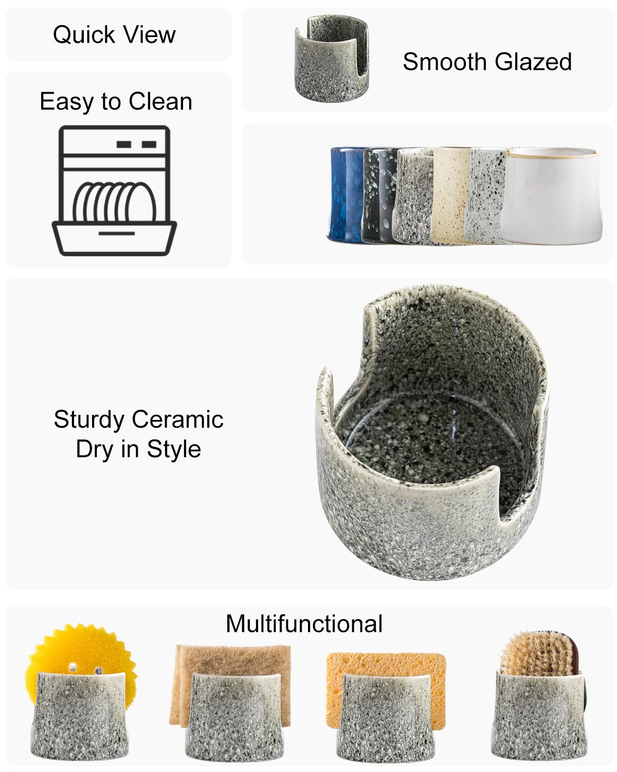 Zoeeker dish rack brush holder gray adds farmhouse charm while organizing kitchen tools.