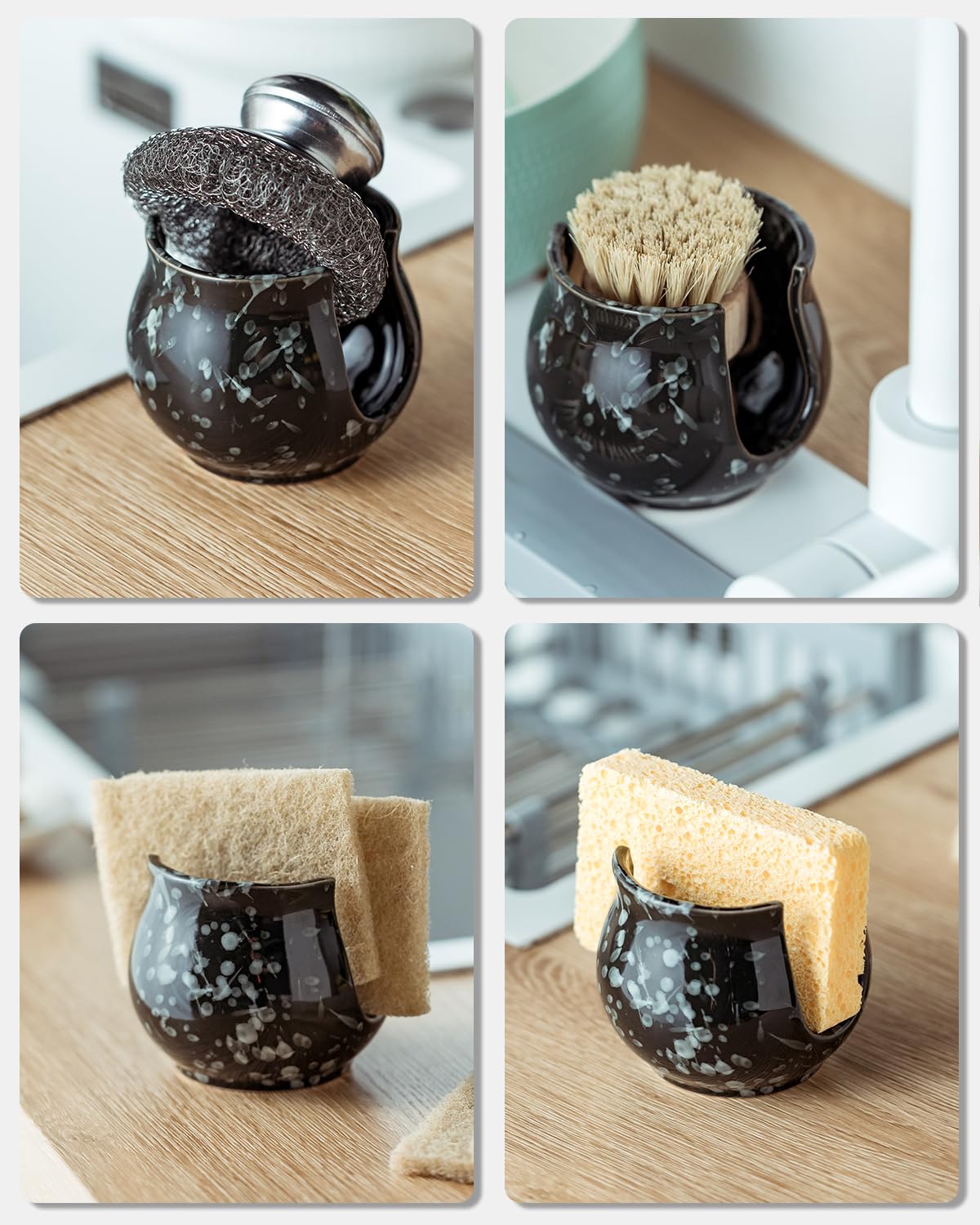 Zoeeker non slip base sponge holder reduces slips on busy counters