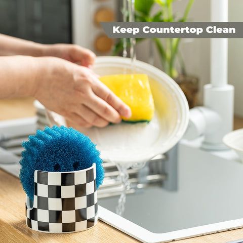 Zoeeker sink area organization keeps brushes and cloths accessible.