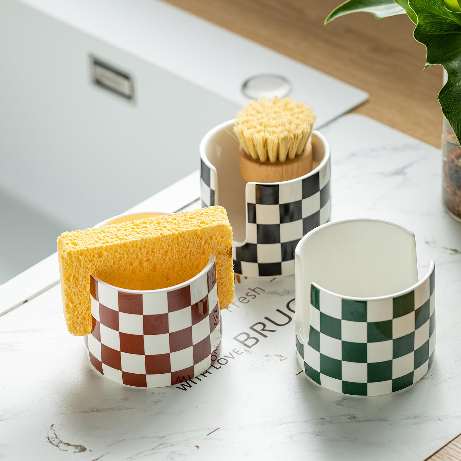 Zoeeker sponge and brush storage keeps essentials ready for quick cleanup.
