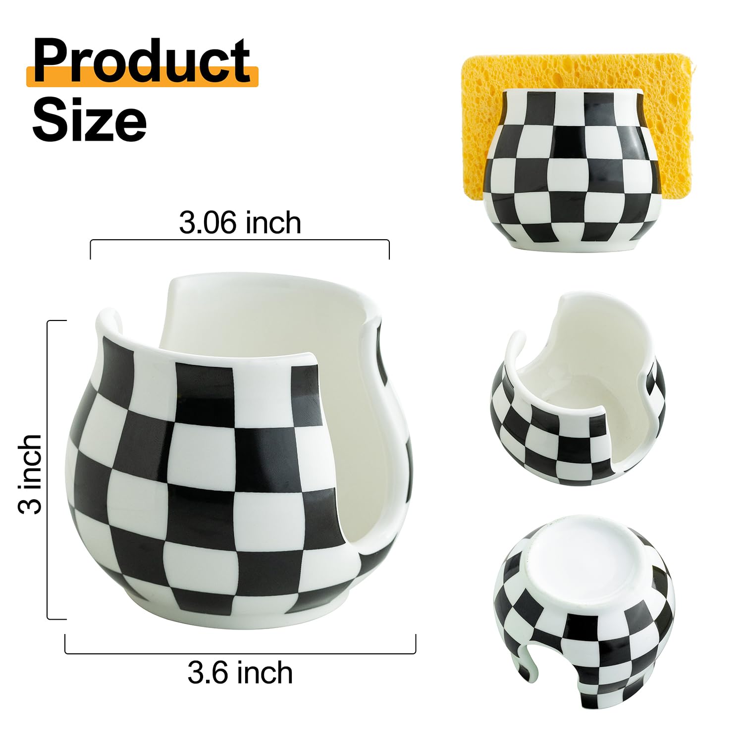 Zoeeker sponge holder with checkered pattern and anti-slip base protects counters from drips.