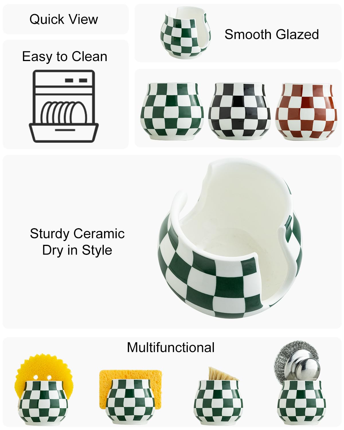 Zoeeker sink caddy holds sponges and scrubbers within easy reach