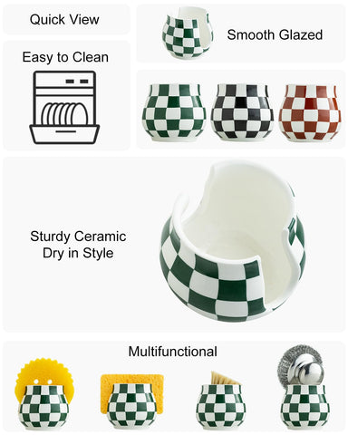 Zoeeker sink caddy holds sponges and scrubbers within easy reach