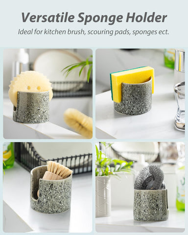 Zoeeker sponge holder on counter keeps sponges accessible during busy cooking.