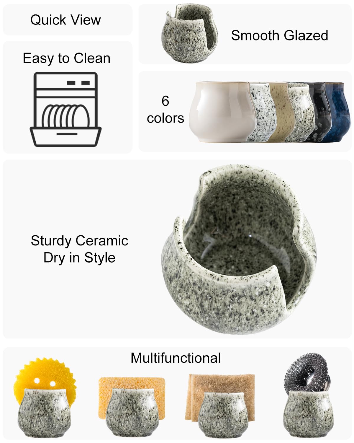 Zoeeker suction sponge holder provides secure placement on kitchen surfaces.