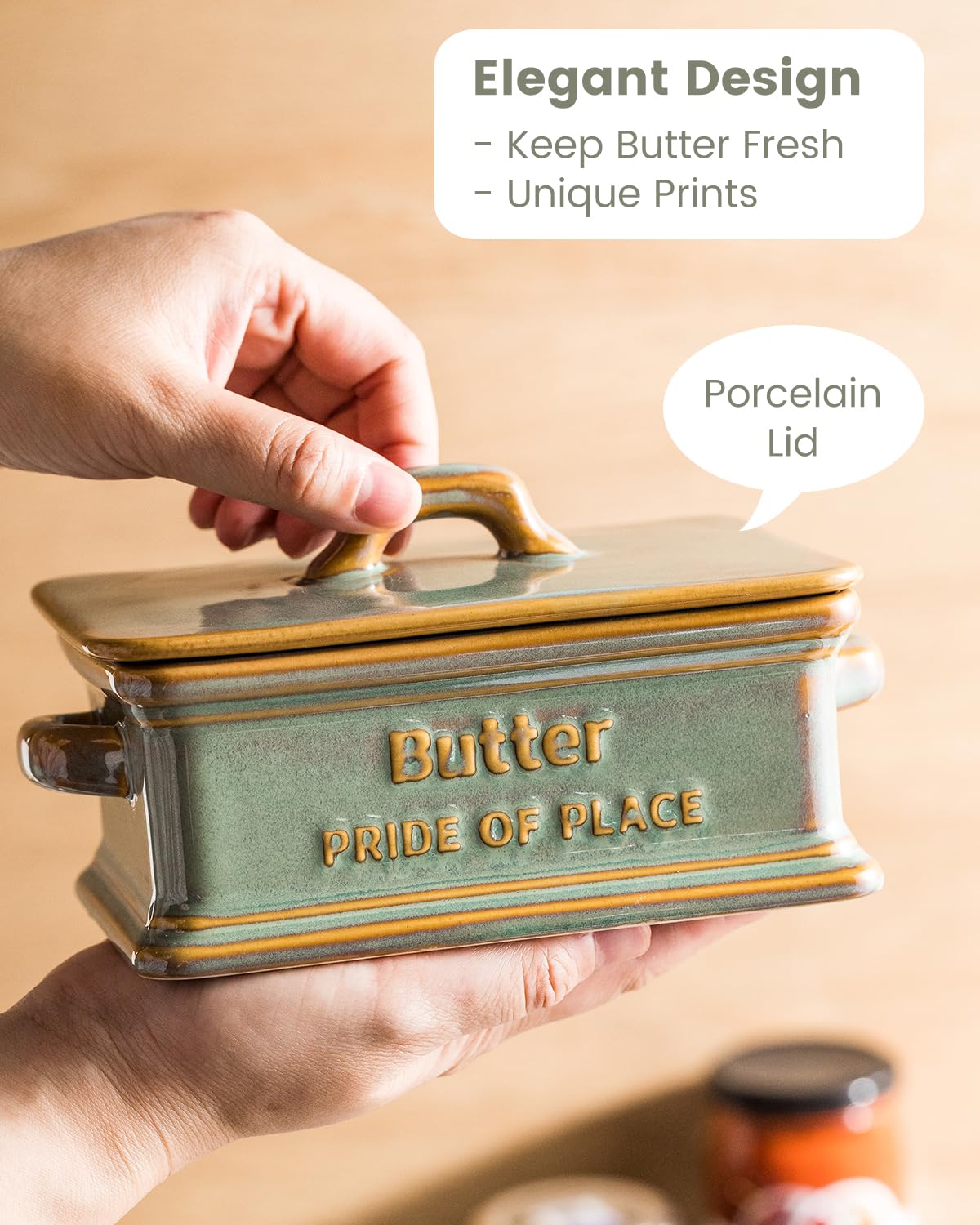Zoeeker upgraded ceramic lid with built-in handles for easy lifting and serving