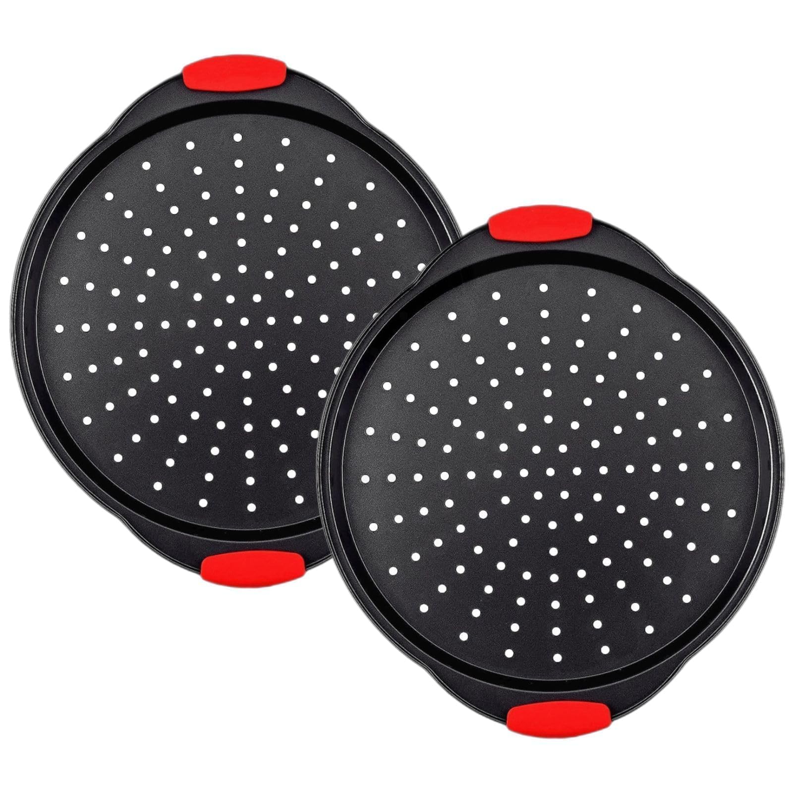 ZOEHROWS 13-inch pizza pan with holes for crispy crust and even baking.