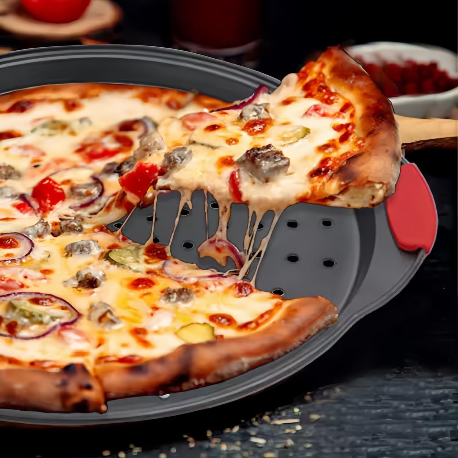 ZOEHROWS nonstick coating allows easy pizza release and quick cleanup.