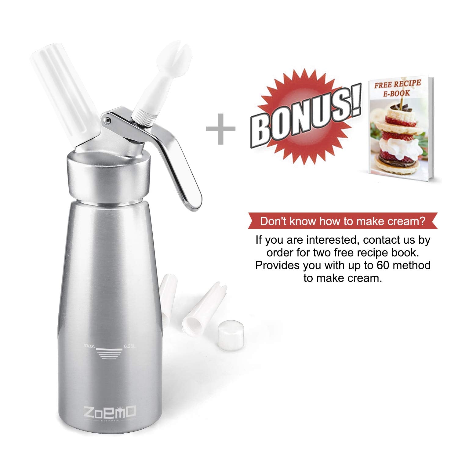 Zoemo bonus recipe eBook adds inspiring whipped cream dessert ideas.