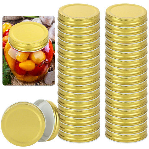 ZOEYES regular-mouth gold lids, 50-pack for airtight mason jar storage