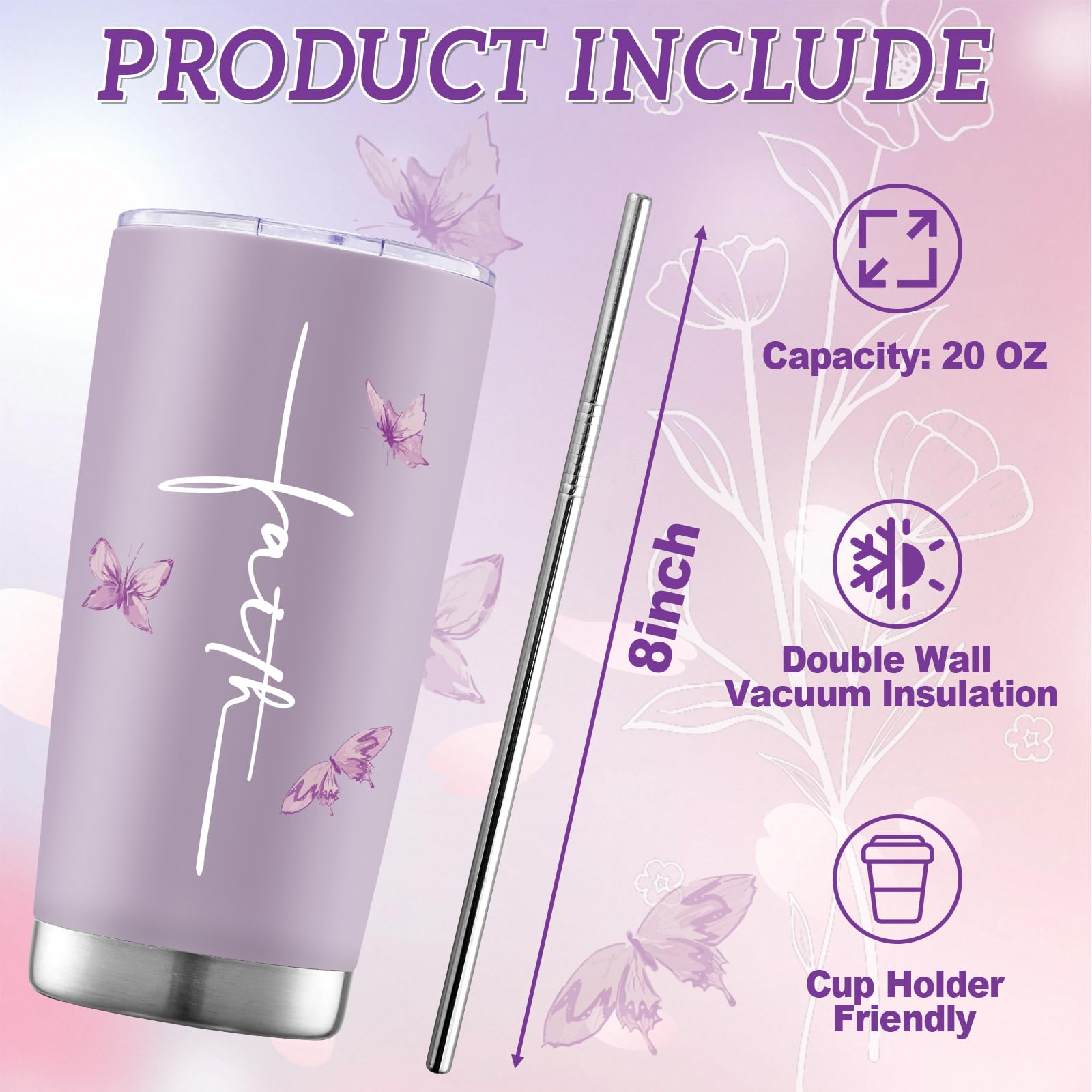 ZOIIWA Bible verse tumbler, purple design, ideal for faith-inspired daily reminders.