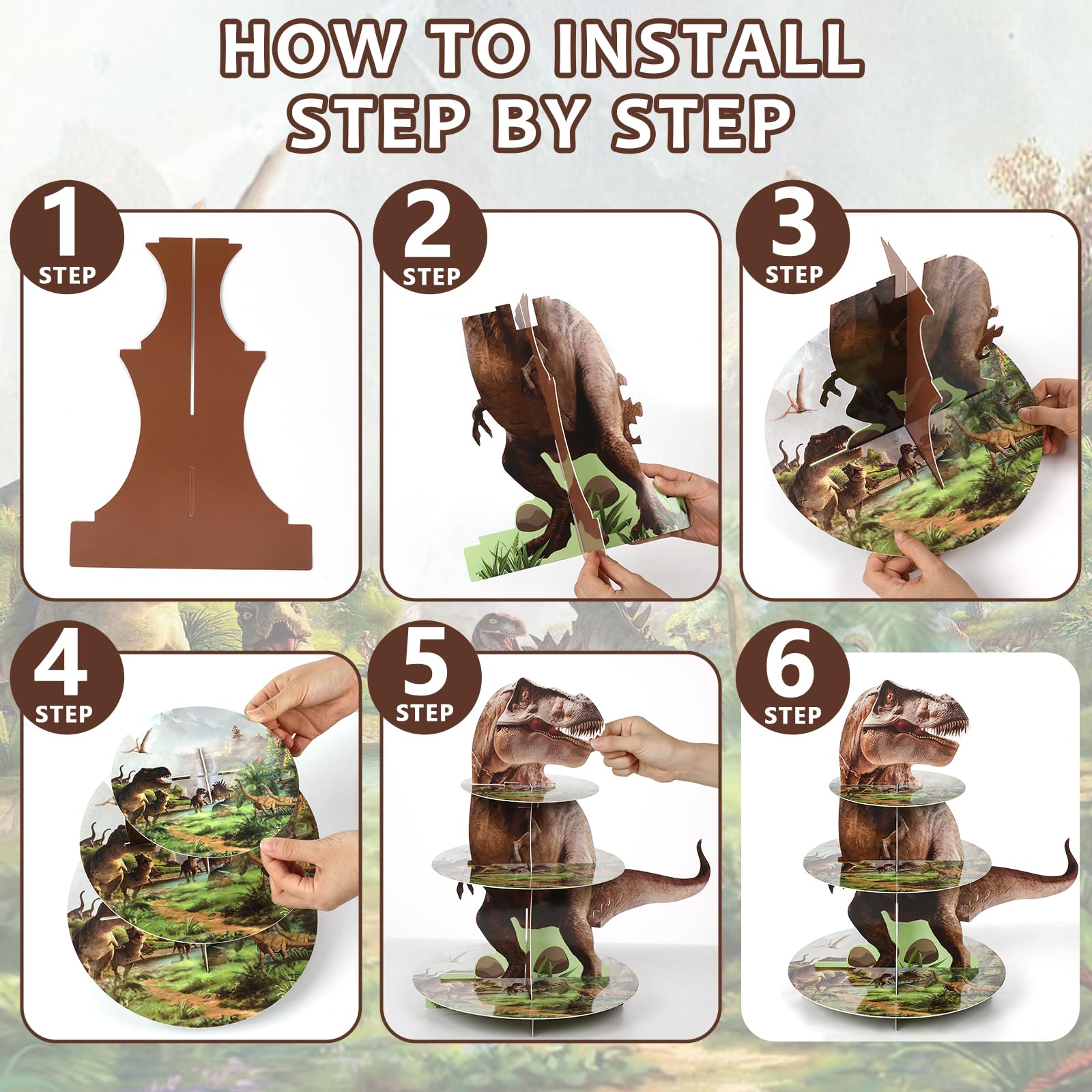 ZOIIWA tyrannosaurus rex design discs on the cupcake stand