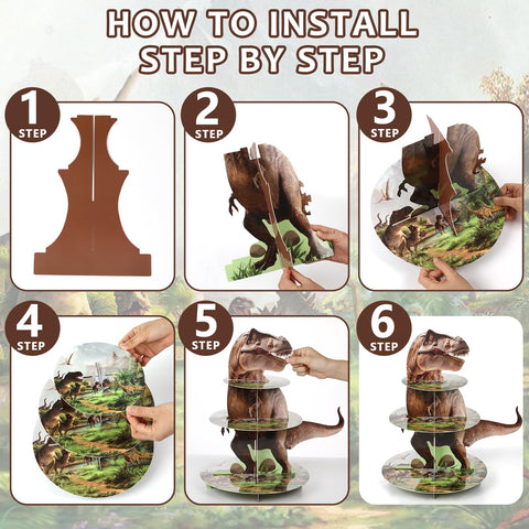 ZOIIWA tyrannosaurus rex design discs on the cupcake stand