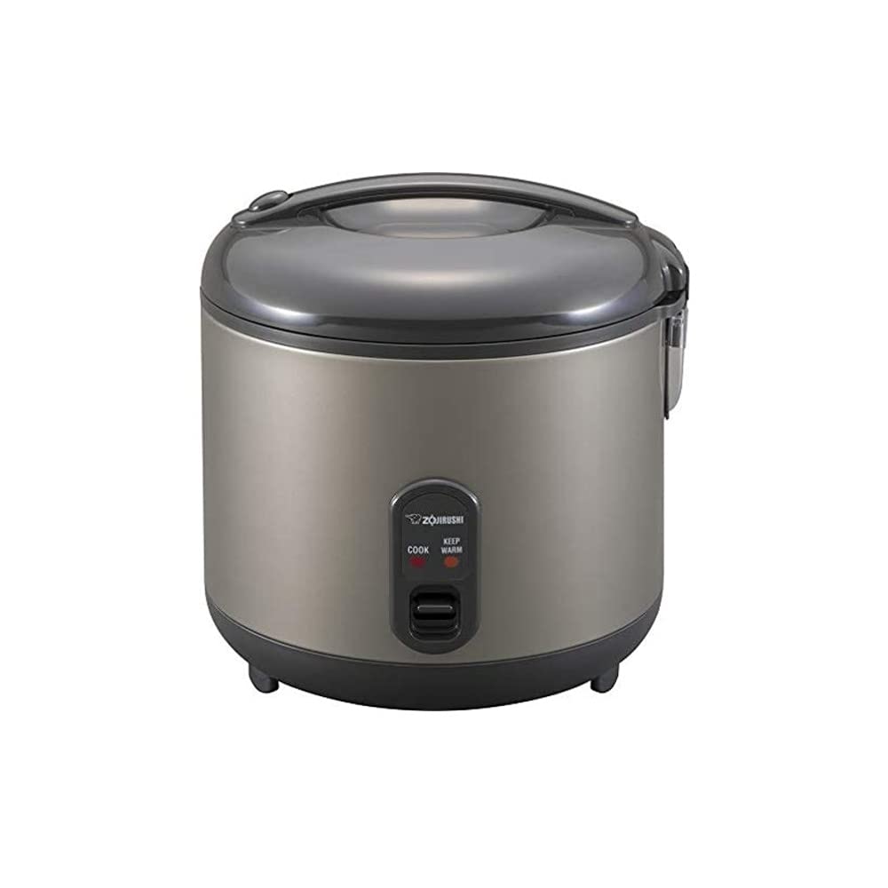Zojirushi 1.8L rice cooker in metallic gray, front view, for consistent everyday meals.