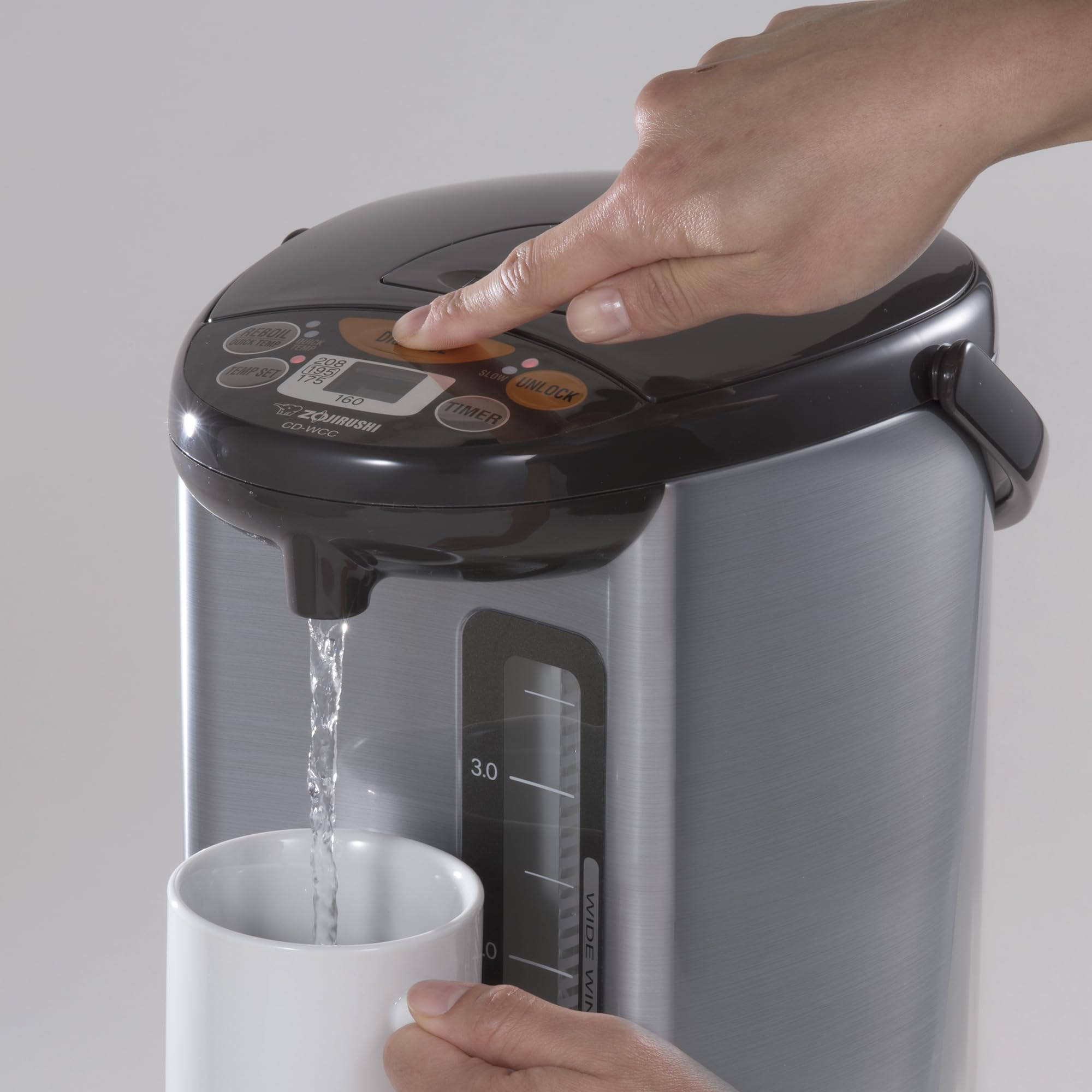 Zojirushi CD-WCC30 audible indicator alerts boiling completion and low water.