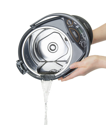 Close-up of control panel showing four keep-warm temperatures for tea and cocoa