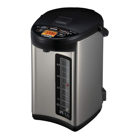 Zojirushi CV-JAC50XB water boiler front view with precise temperature control for tea.