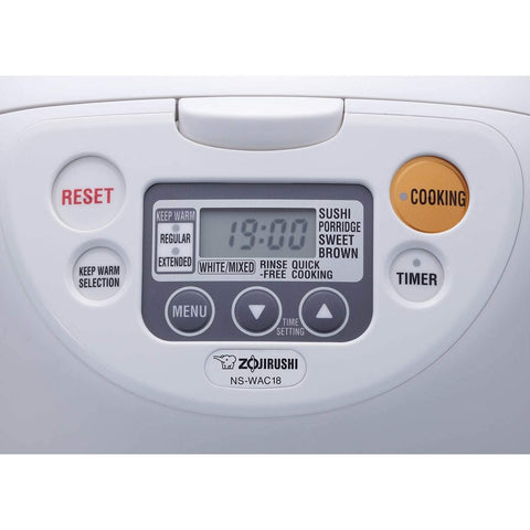 Zojirushi Micom featuring double sensors and heaters for even cooking.