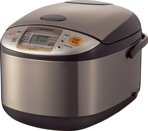 Zojirushi NS-TSC18 rice cooker front view with easy controls for precise cooking.