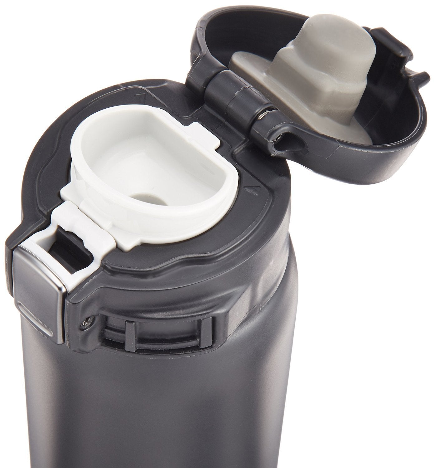 Lid detail of Zojirushi SM-SA36BA with flip-open closure and safety lock.