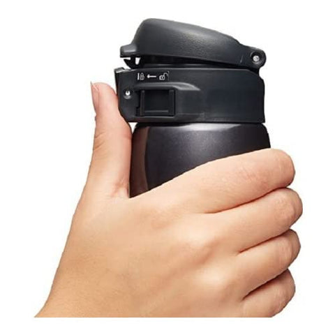 Zojirushi PAC-MAN mug mouthpiece with air vent pours smoothly.