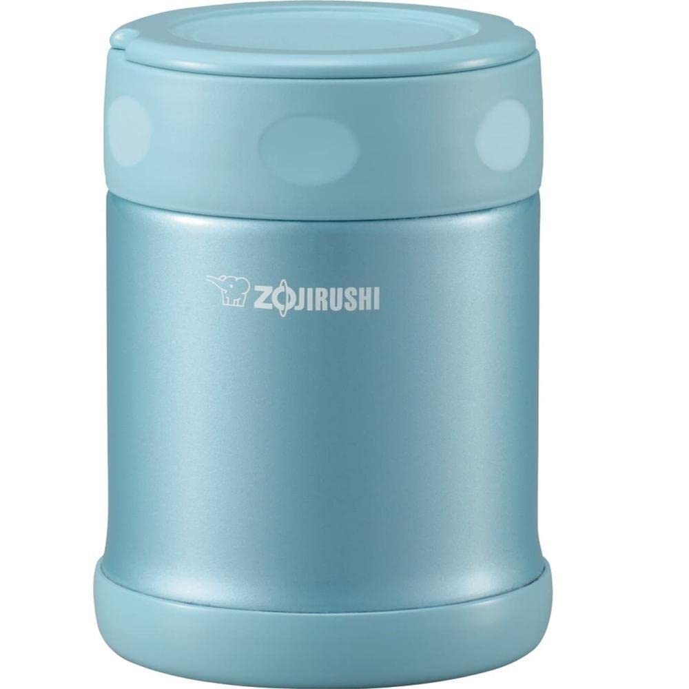 Zojirushi small aqua blue food jar lid close-up with airtight seal for hot or cold meals