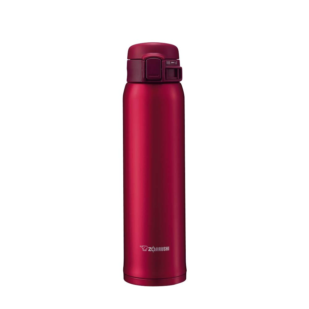 Zojirushi stainless mug Garnet Red 20oz keeps drinks hot or cold for hours.