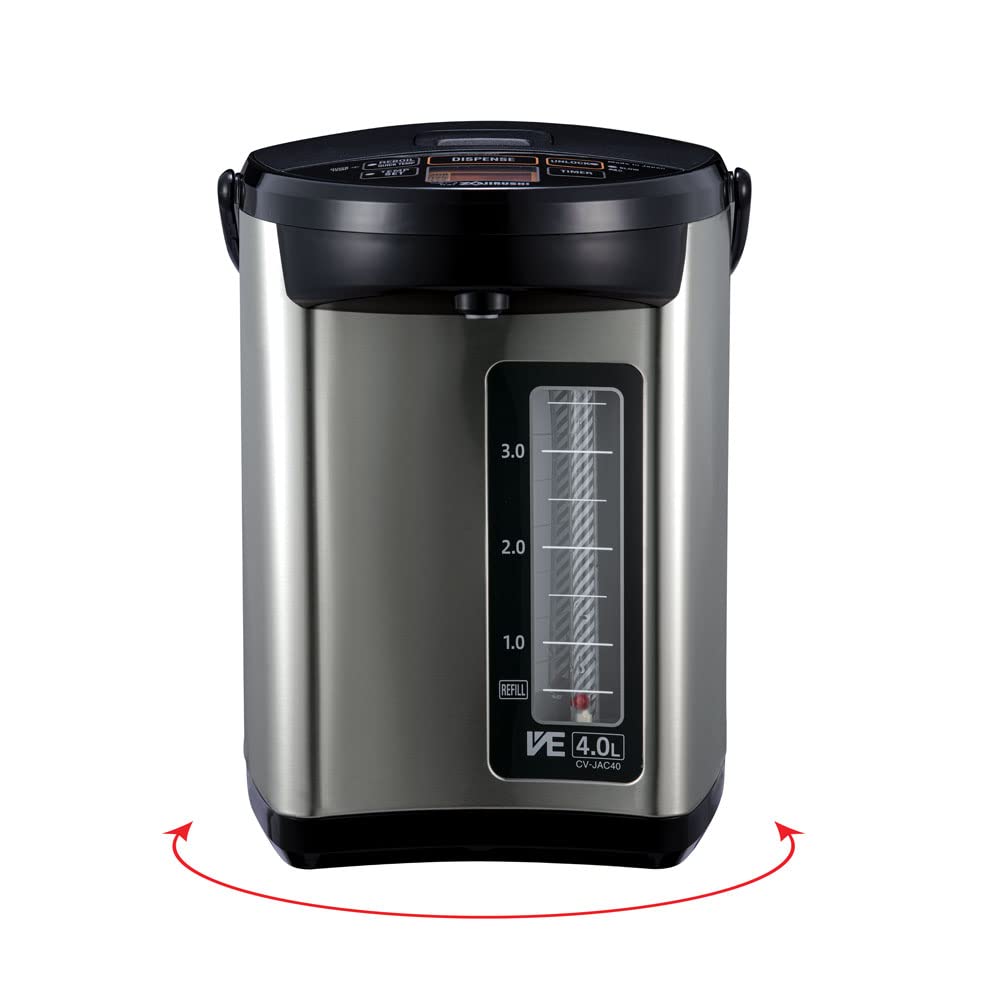 Zojirushi 4.0L dispense action showcasing one-touch hot water.