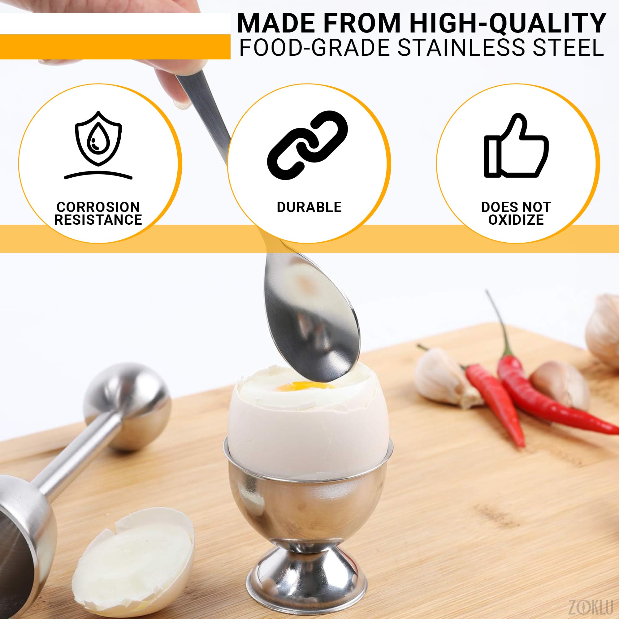 ZOKLU soft boiled egg spoons provide precise scooping and control