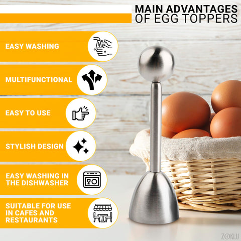 ZOKLU stainless steel egg topper delivers clean cuts with smooth shell