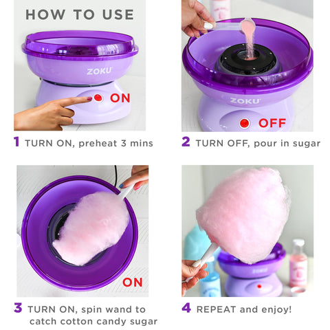 ZOKU party setup with family-friendly cotton candy fun.