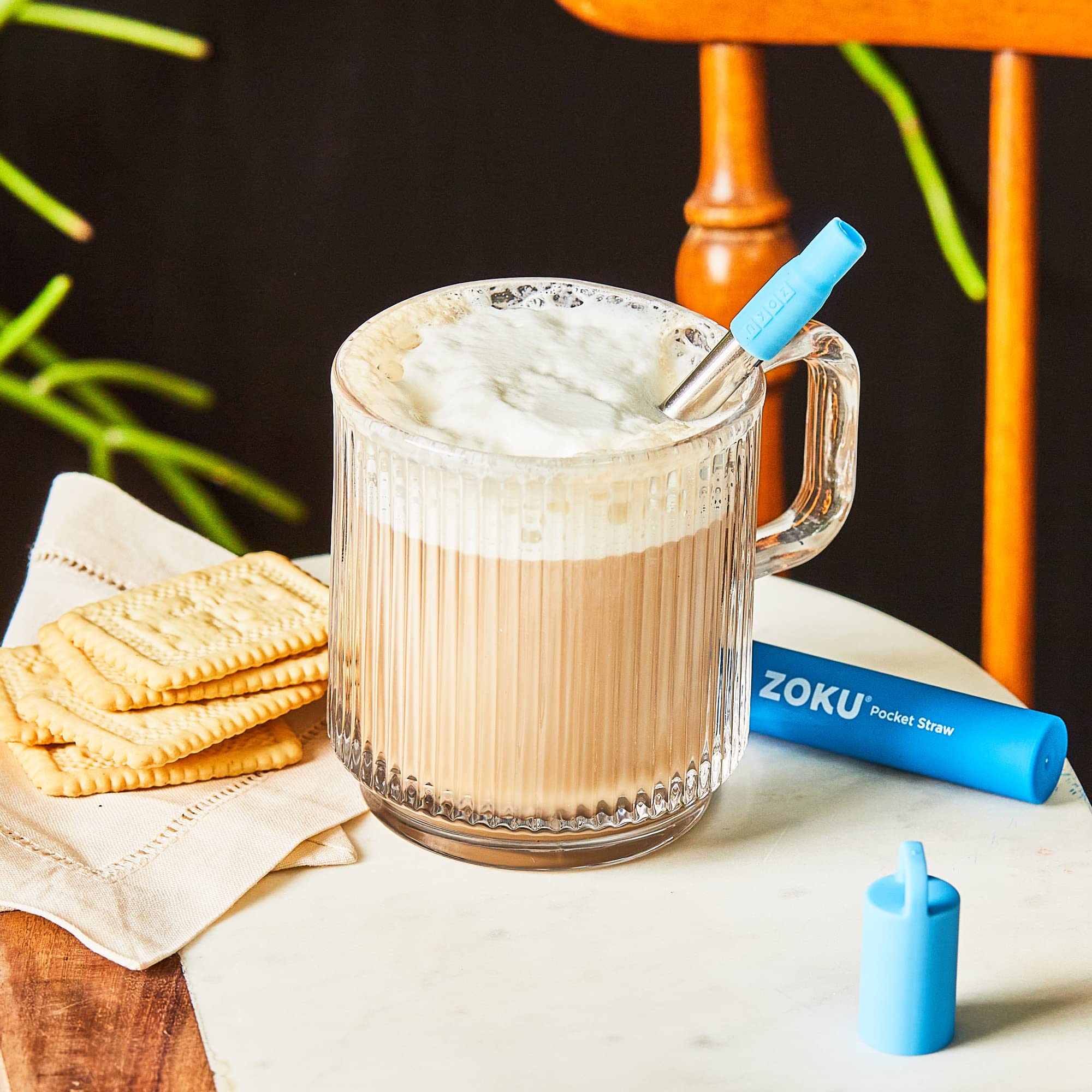 ZOKU blue stainless straw is dishwasher safe for simple cleaning