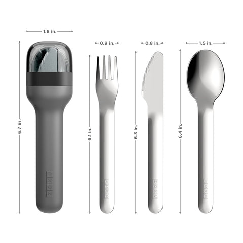ZOKU Pocket Utensil Set charcoal knife for quick meals on the go