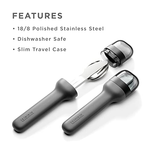 ZOKU Pocket Utensil Set charcoal spoon for picnics and lunches