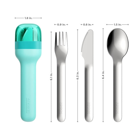 ZOKU teal fork showcasing compact design for easy packing