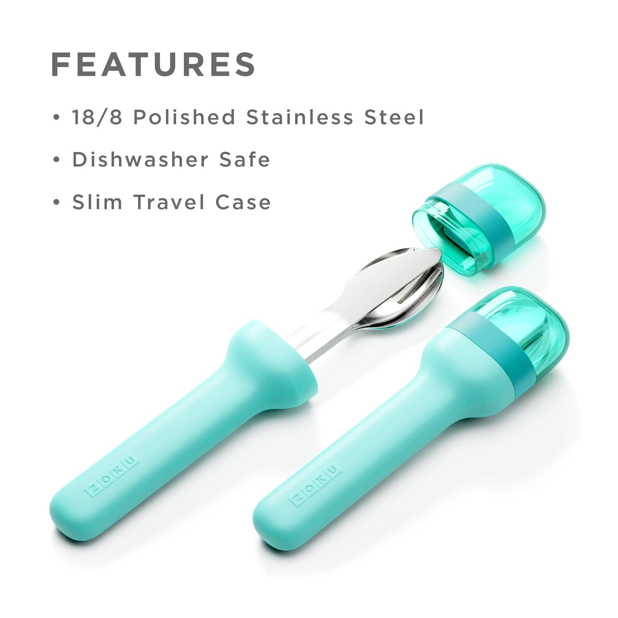 ZOKU teal knife with ergonomic grip for meals on the go
